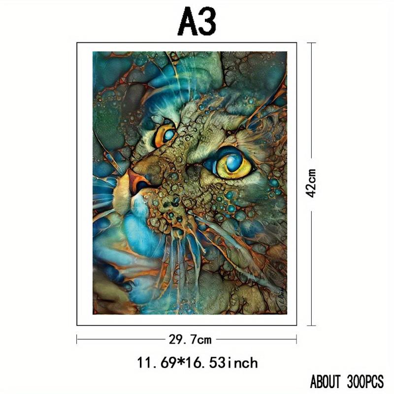Wooden Animal Puzzle Eye Cat Jigsaw Gift for Teens & Adults