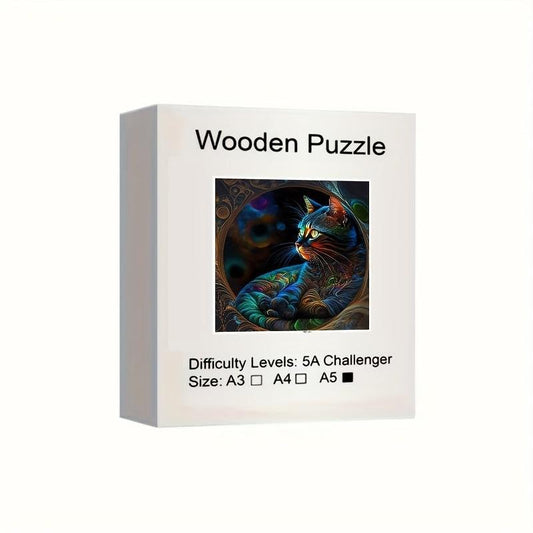 Wooden Jigsaw Puzzle - Cat Shaped Pieces - Fun Family Game