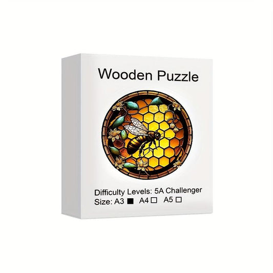 Bee Wooden Animal Puzzle Irregular Jigsaw High Difficulty Magic Toy