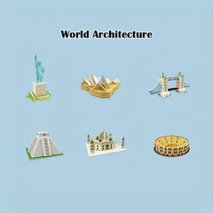 Set of 6 3D Puzzles World Famous Buildings for Kids & Classrooms