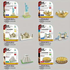 Set of 6 3D Puzzles World Famous Buildings for Kids & Classrooms