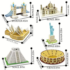 Set of 6 3D Puzzles World Famous Buildings for Kids & Classrooms