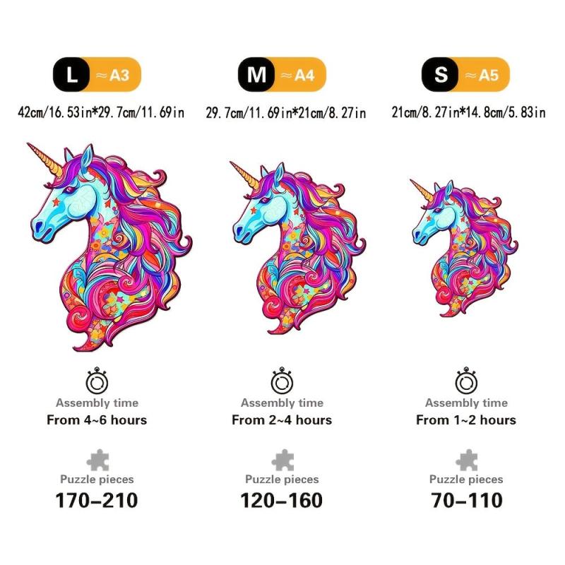 Unicorn Wooden Puzzles Unique Shape High Quality Family Puzzle