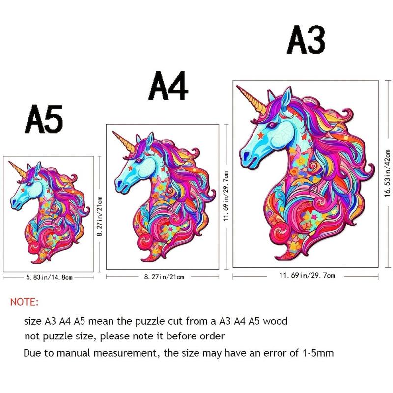 Unicorn Wooden Puzzles Unique Shape High Quality Family Puzzle