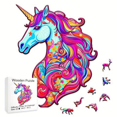 Unicorn Wooden Puzzles Unique Shape High Quality Family Puzzle