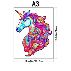 Unicorn Wooden Puzzles Unique Shape High Quality Family Puzzle