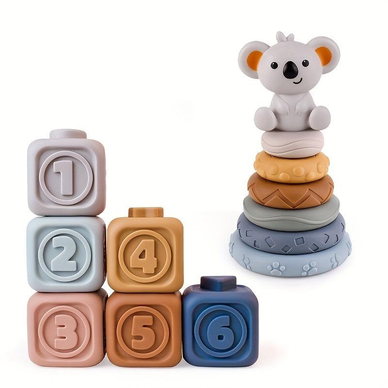 Soft Rubber Building Blocks for Babies, BPA-Free Chewable Toys