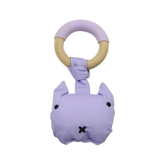 Wooden Bunny Kitten Baby Rattle Toy Gift