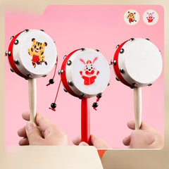 Wooden Sheepskin Hand Rattle Baby Toy for Newborn Boys Girls