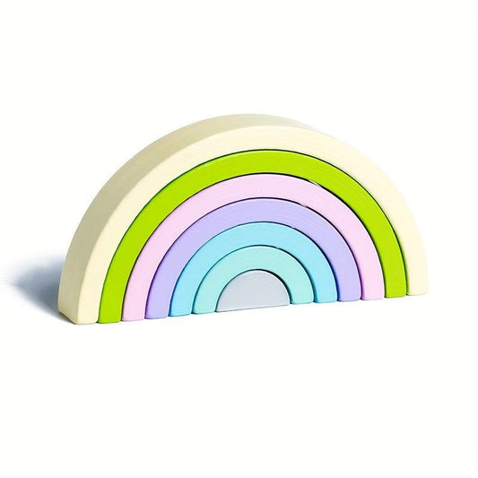 Wooden Rainbow Building Blocks DIY Stacking Educational Toys