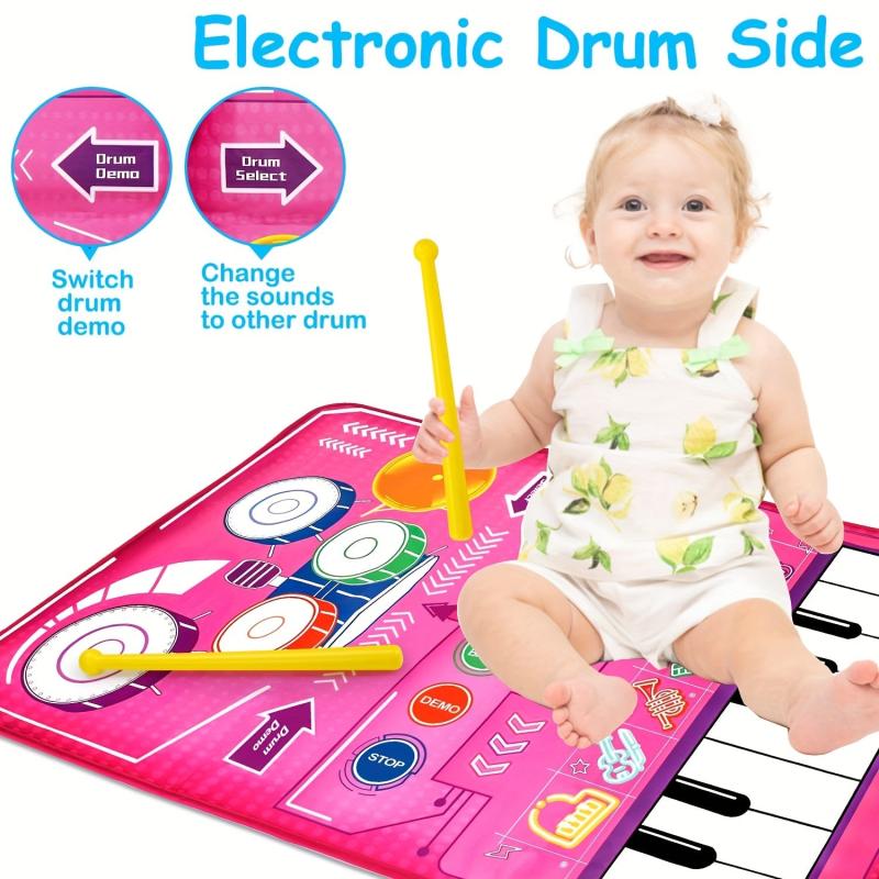 Musical Mat For Toddler Piano Keyboard & Drum Mat 2 Sticks