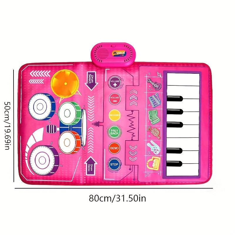 Musical Mat For Toddler Piano Keyboard & Drum Mat 2 Sticks