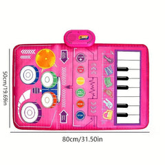Musical Mat For Toddler Piano Keyboard & Drum Mat 2 Sticks
