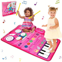 Musical Mat For Toddler Piano Keyboard & Drum Mat 2 Sticks