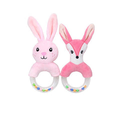 Animal Hand Crank Beads Rattle Plush Toy Stick