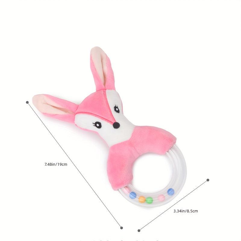 Animal Hand Crank Beads Rattle Plush Toy Stick