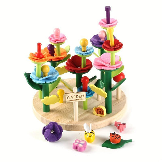 Wooden Children's Splicing Garden Building Blocks Puzzle DIY Variety Set