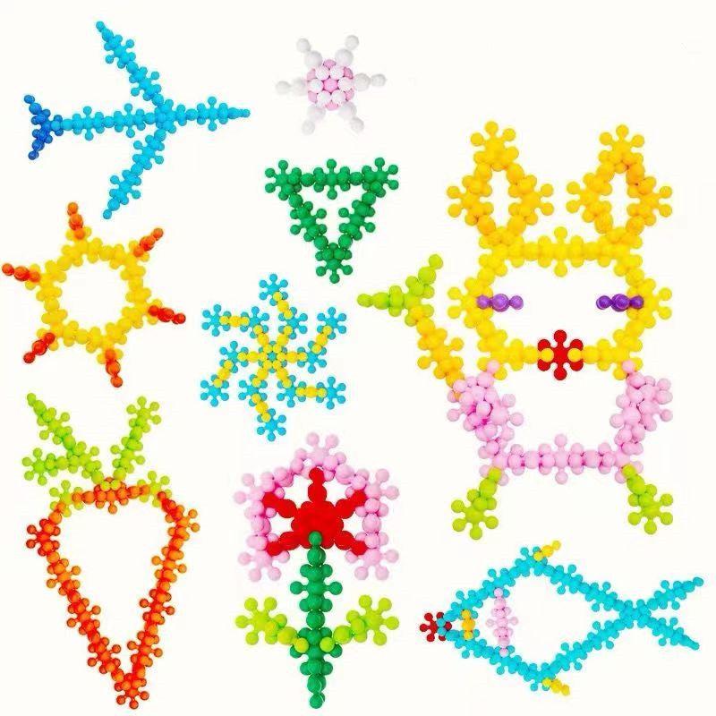 Flower Shape Building Blocks 3D Rotating Snowflakes Educational Toys