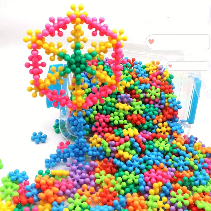 Flower Shape Building Blocks 3D Rotating Snowflakes Educational Toys