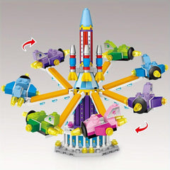 Amusement Park Building Block Toys Pirate Ferris Wheel Carousel & Rotating Plane