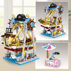 Amusement Park Building Block Toys Pirate Ferris Wheel Carousel & Rotating Plane