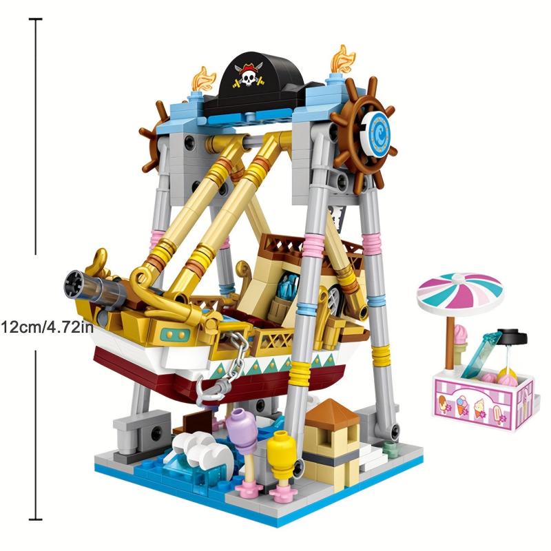 Amusement Park Building Block Toys Pirate Ferris Wheel Carousel & Rotating Plane