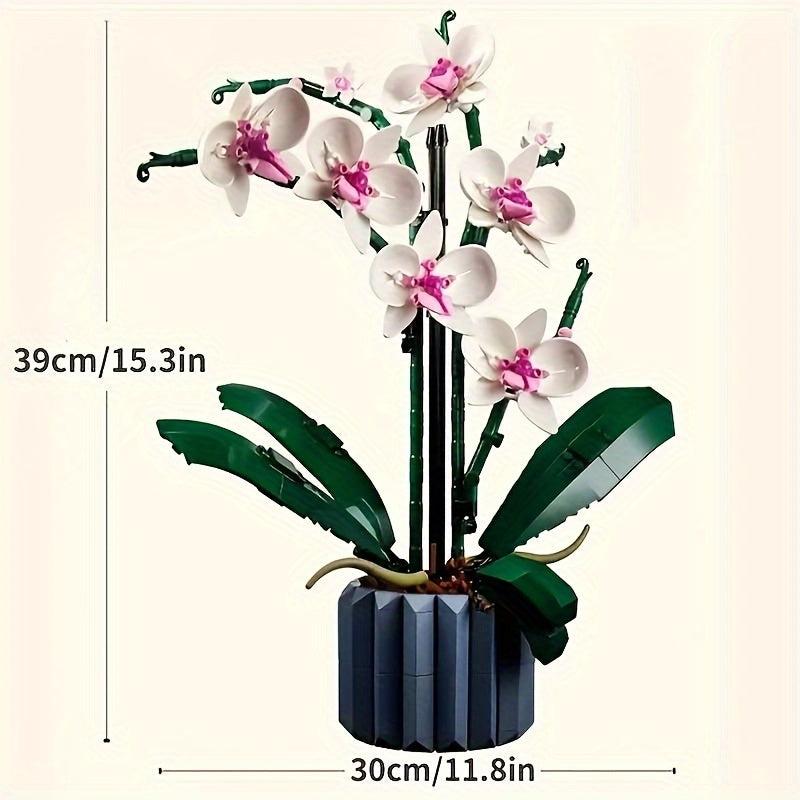 608pcs Orchid Building Blocks Plant Decor Artificial Building Set Home Decor