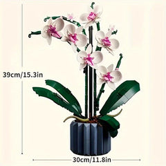 608pcs Orchid Building Blocks Plant Decor Artificial Building Set Home Decor