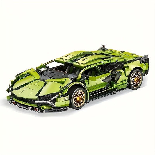 1280pcs Classic Green Racing Car Building Blocks Model Toy