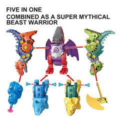 5 IN 1 Robot Dinosaur Building Blocks Assemble Dino Construction Figures Bricks