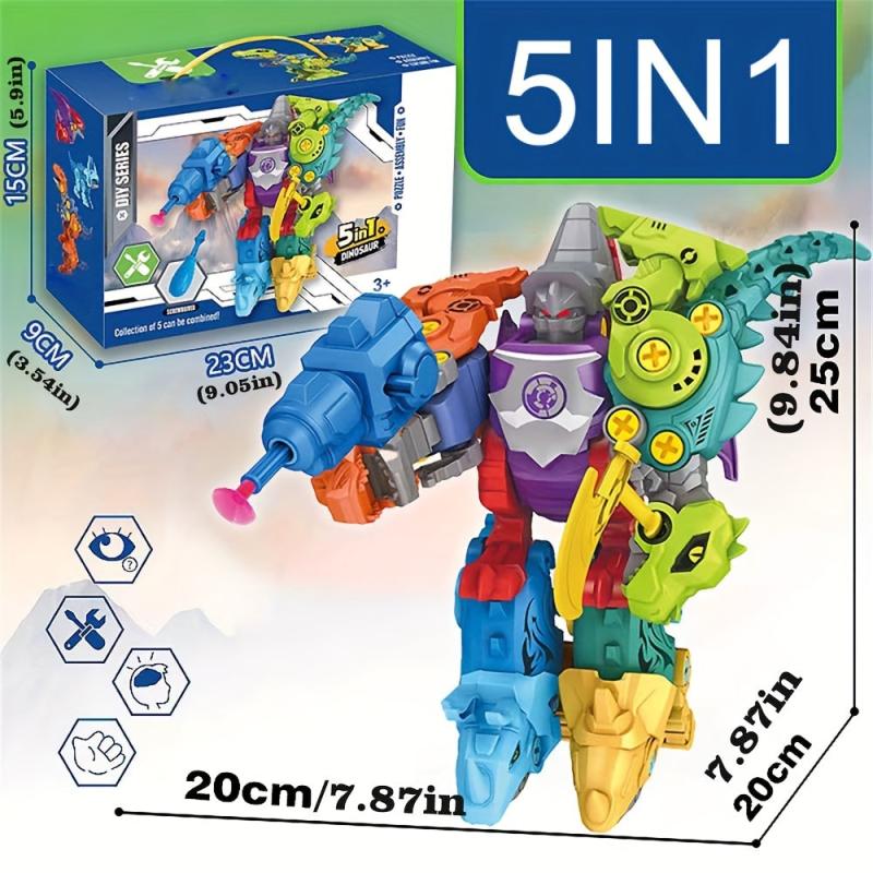 5 IN 1 Robot Dinosaur Building Blocks Assemble Dino Construction Figures Bricks