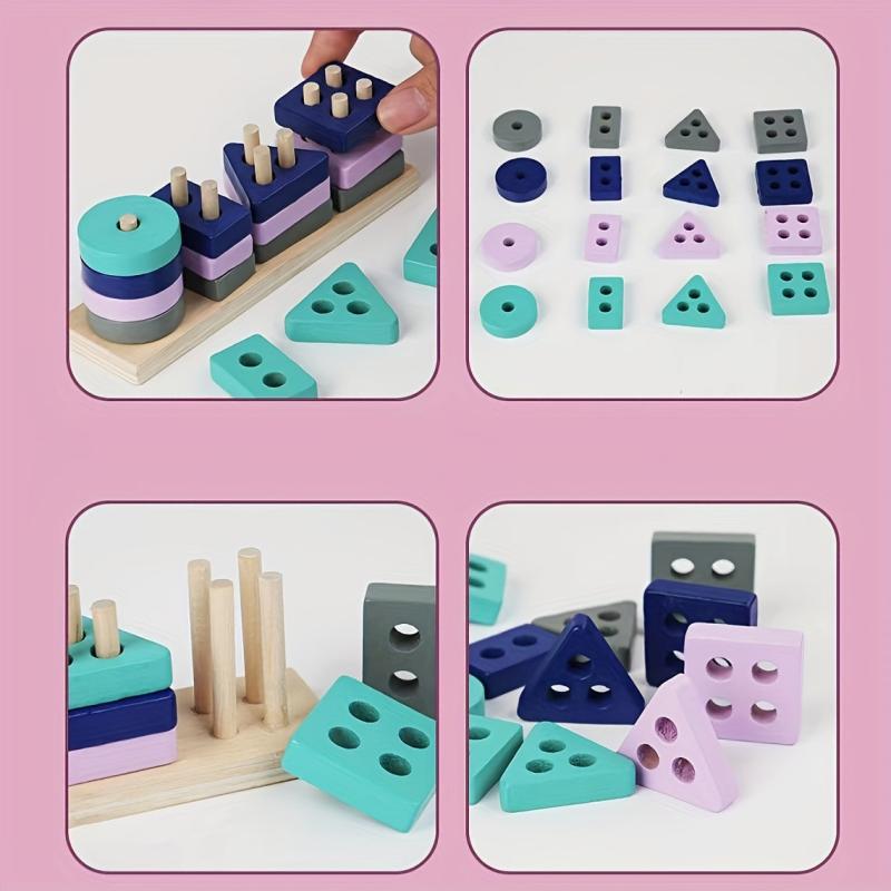 Wooden Shape Pairing Building Blocks Set