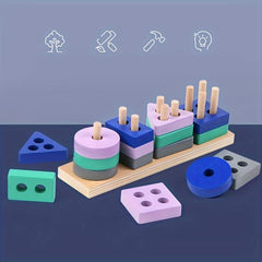 Wooden Shape Pairing Building Blocks Set