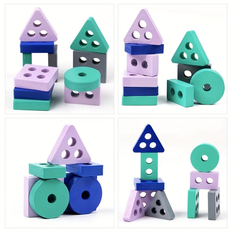Wooden Shape Pairing Building Blocks Set