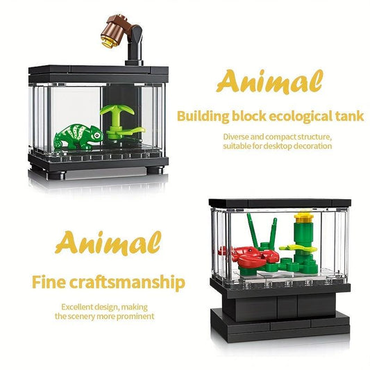 34pcs Fish Tank Decoration Building Blocks Animal Model Adult Bedroom Decor