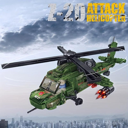 Armed Helicopter Building Blocks Toy Military Series Puzzle Model DIY