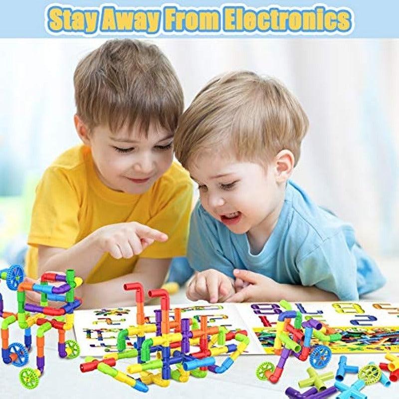 52pcs Pipe Tube Sensory Construction Set With Wheels