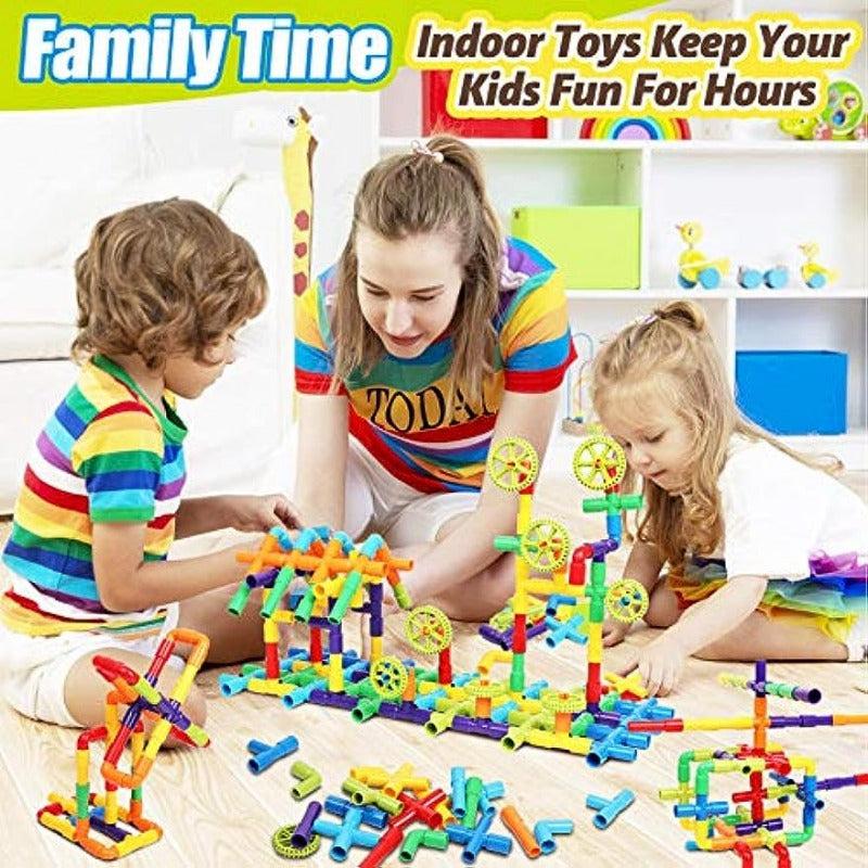 52pcs Pipe Tube Sensory Construction Set With Wheels