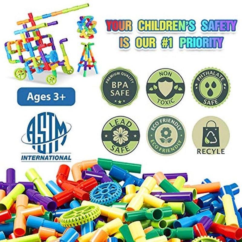 52pcs Pipe Tube Sensory Construction Set With Wheels