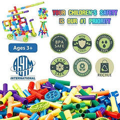 52pcs Pipe Tube Sensory Construction Set With Wheels