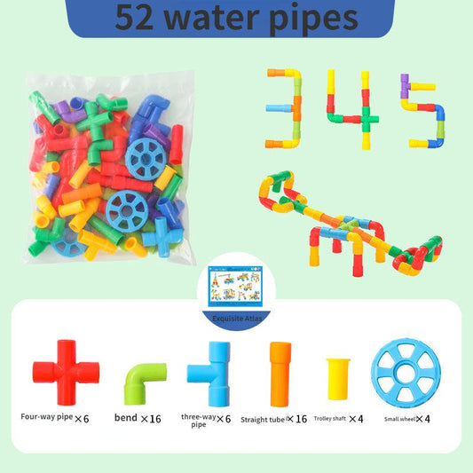 52pcs Pipe Tube Sensory Construction Set With Wheels