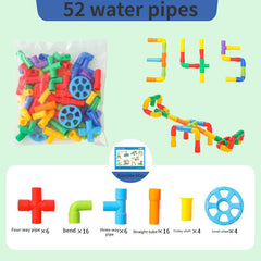 52pcs Pipe Tube Sensory Construction Set With Wheels