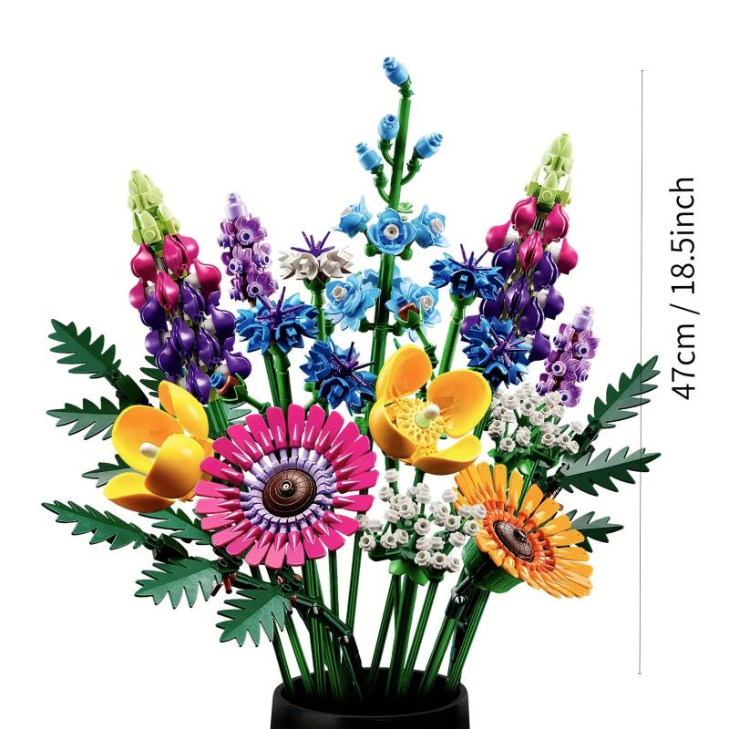 Wildflower Bouquet Flower Building Blocks Home Decor Holiday DIY Toy Gift