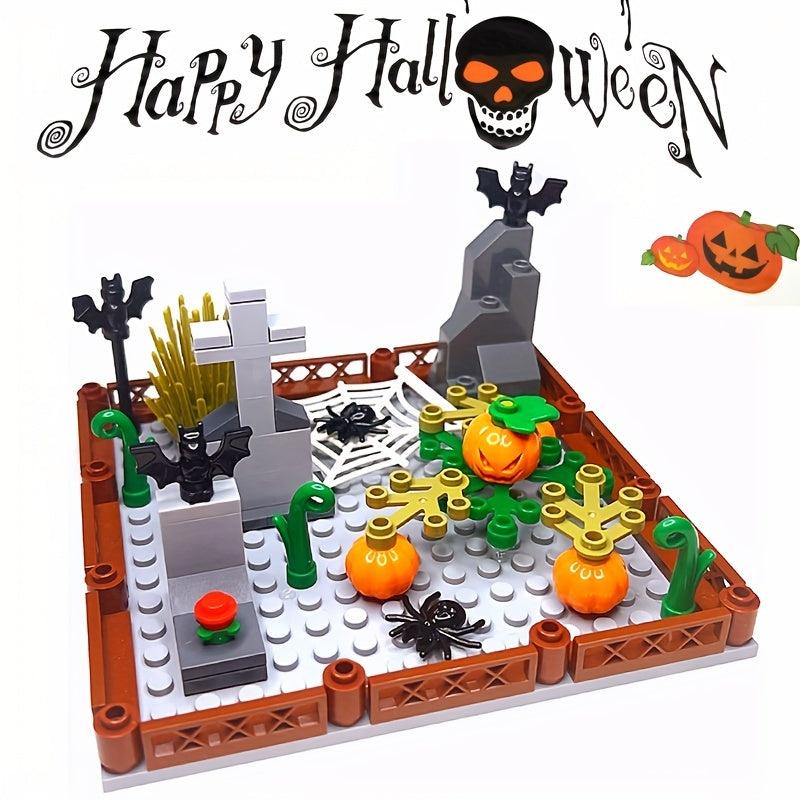Halloween Building Blocks Grave Bat Spider Pumpkin Tree Toys