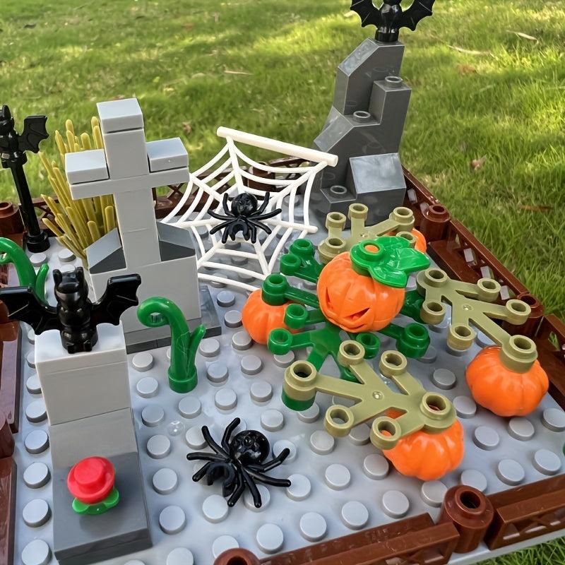 Halloween Building Blocks Grave Bat Spider Pumpkin Tree Toys