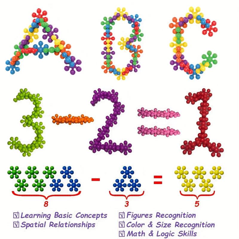 60pcs 3D Plum Blossom Building Blocks Rotating Snowflakes