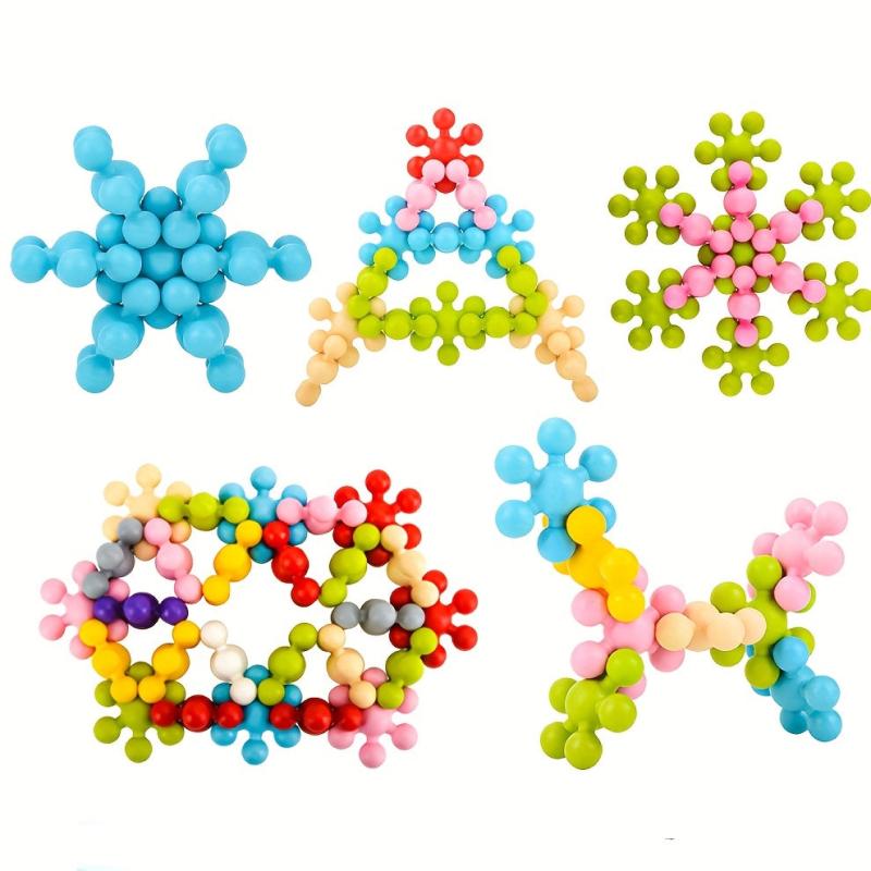 60pcs 3D Plum Blossom Building Blocks Rotating Snowflakes