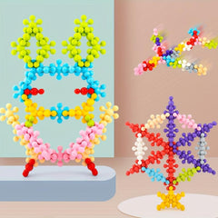 60pcs 3D Plum Blossom Building Blocks Rotating Snowflakes