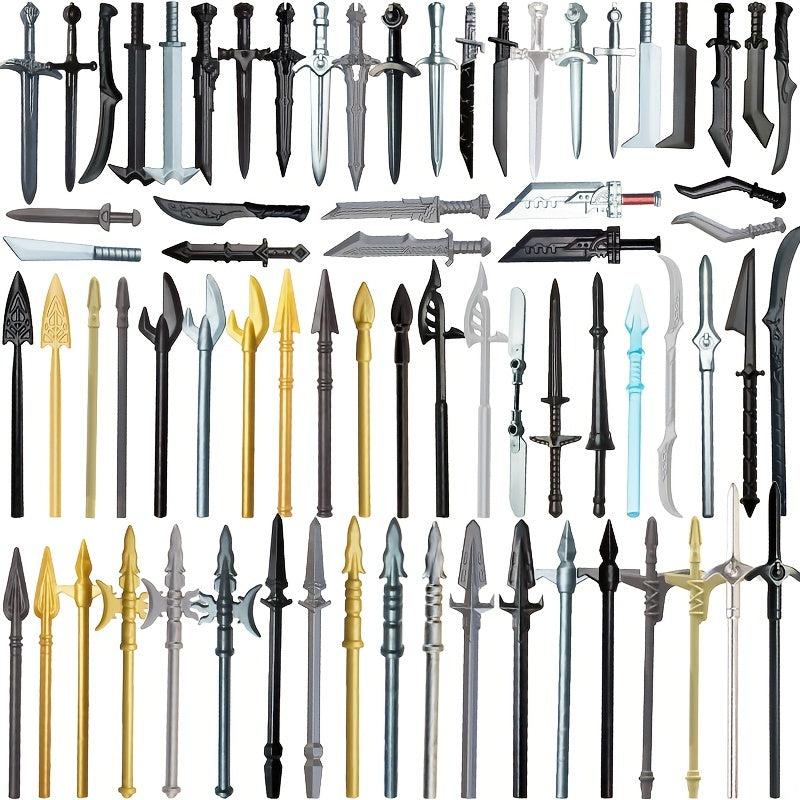 Knight Building Block Figures Sword and Spear Weapon Series Toy