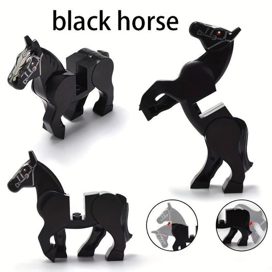 Horse Animal Scene Building Block Toy Set with Brown Horse